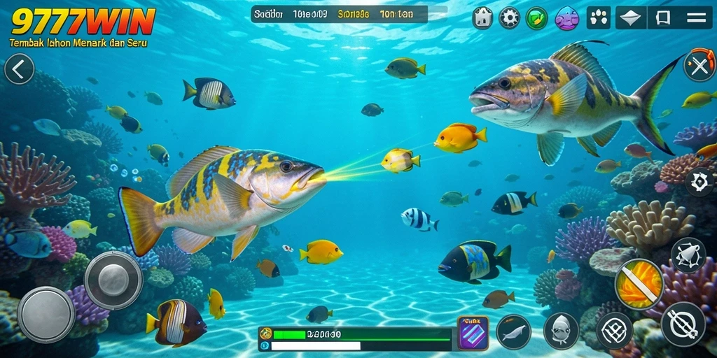 Tangkapan layar gameplay 9777WIN dengan aksi tembak ikan yang mendebarkan.