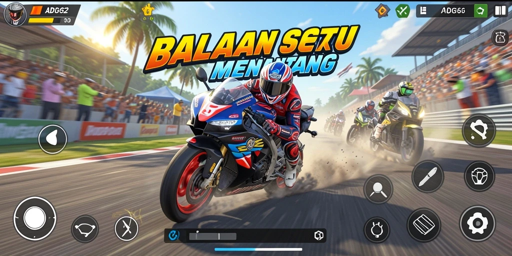 Gameplay seru di ADG62 dengan berbagai trek balap yang menantang.