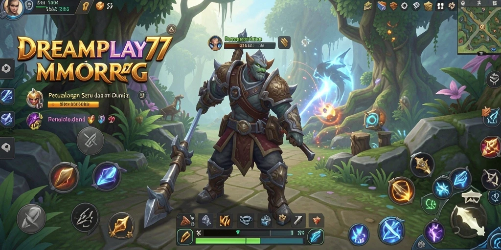 Tangkapan layar DREAMPLAY77 menampilkan aksi permainan MMORPG yang mendalam.