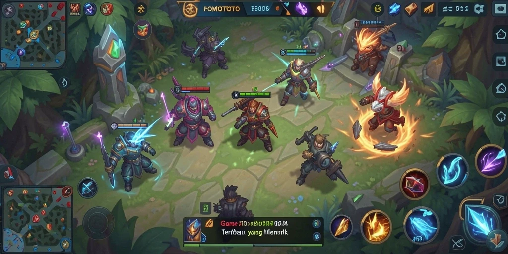 Tampilan gameplay seru di FOMOTOTO dengan pertempuran intens.