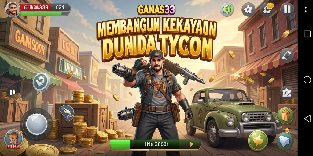 Tampilan gameplay seru di GANAS33, membangun kerajaan bisnis.
