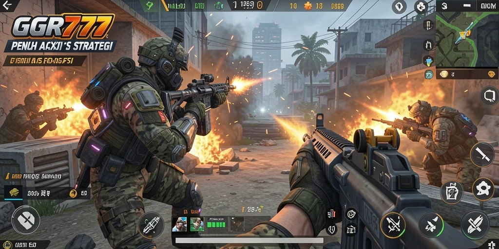 Tangkapan layar dari gameplay intens GGR777 menunjukkan aksi seru di medan perang.