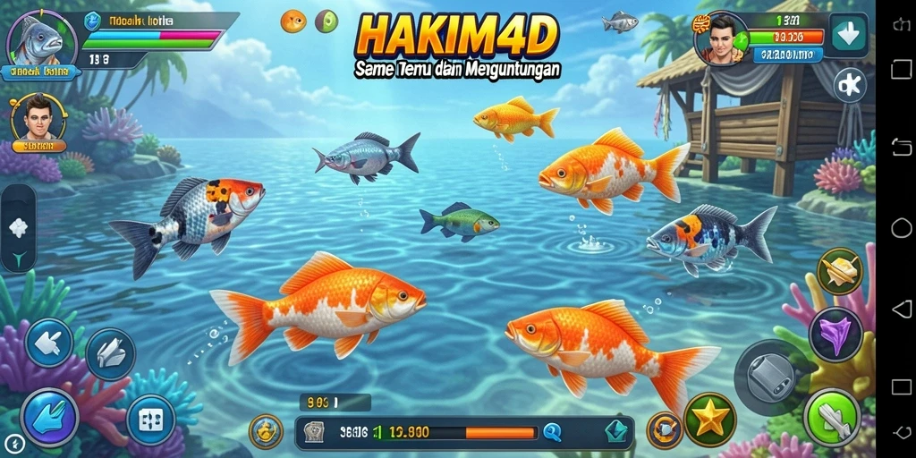 Screenshot HAKIM4D menampilkan pemain menembak ikan di lautan.