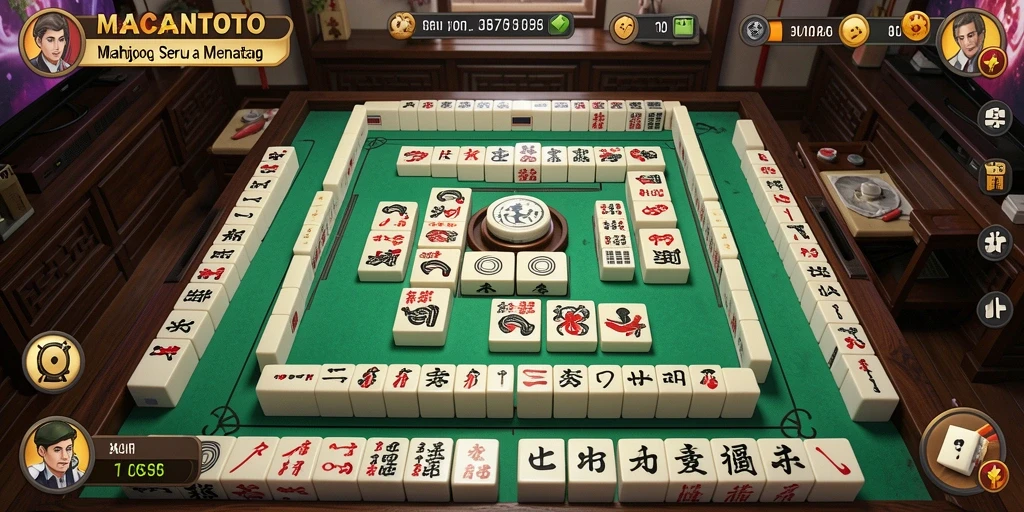 Tampilan gameplay seru dalam permainan Mahjong di MACANTOTO.