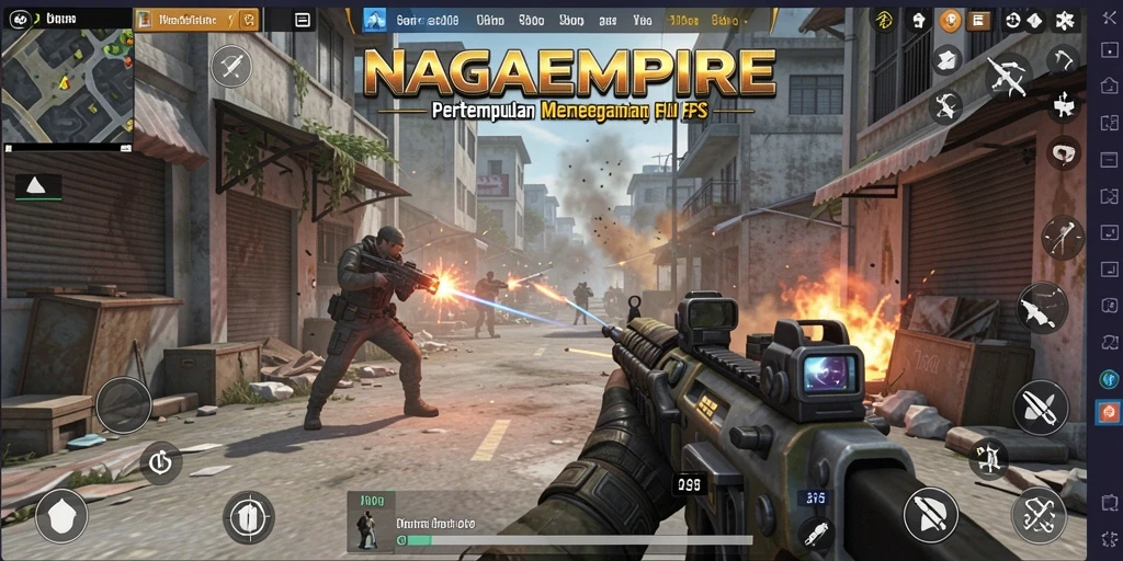 Tangkapan layar NAGAEMPIRE yang menunjukkan aksi menembak mendebarkan.