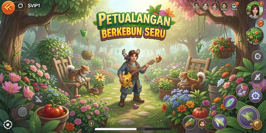 Tampilan screenshot SVIP1 dengan momen seru berkebun.