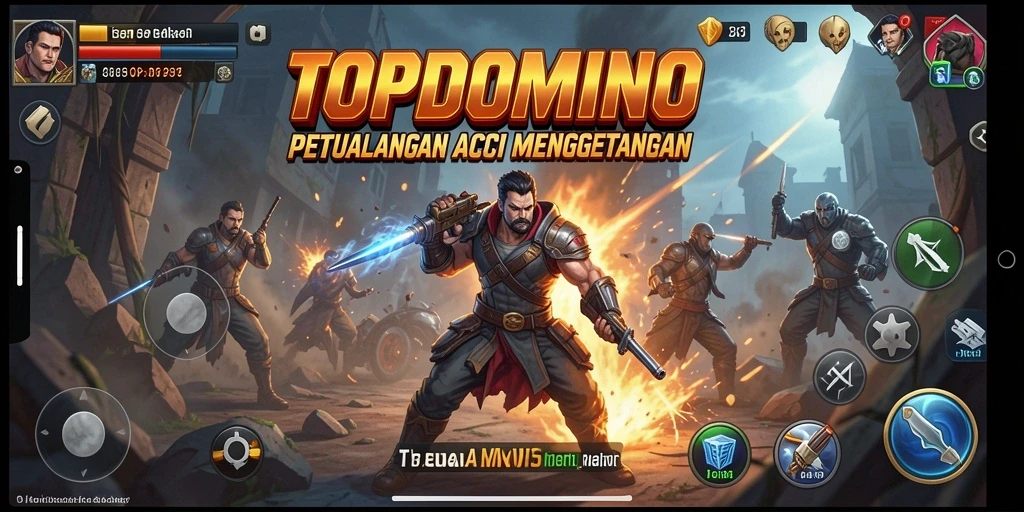 Screenshot permainan TOPDOMINO yang menampilkan aksi mendebarkan di lapangan pertempuran.