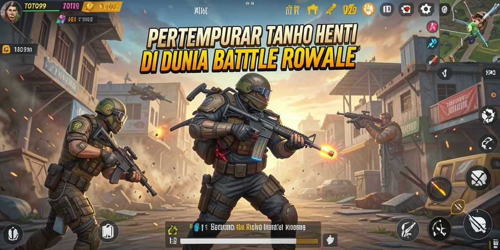 Screenshot gameplay <strong>TOTO99</strong> menampilkan pertempuran Battle Royale yang epik dan mendebarkan.