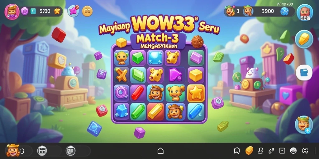 Tangkapan layar WOW33 menunjukkan aksi seru dalam permainan Match-3.